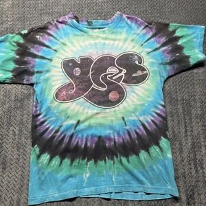 VTG 1991 Liquid Blue Yes Band Tie Dye T-Shirt Men's M Blue Purple Brockum‎ USA